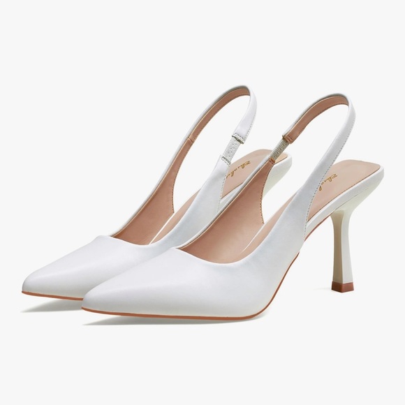 NWT White Slingback Heels - Picture 1 of 3